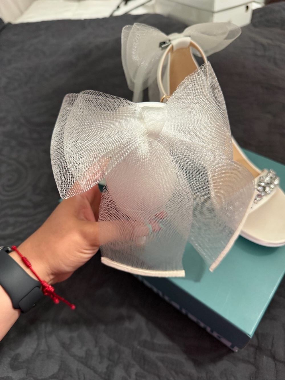 Pashion White Embellished Ankle-Strap Heels - Picture 3 of 6